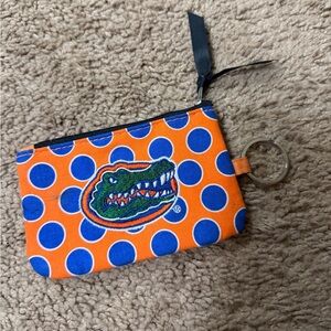 Florida Gators Orange/Blue Polka Dot Coin Pouch with Keychain